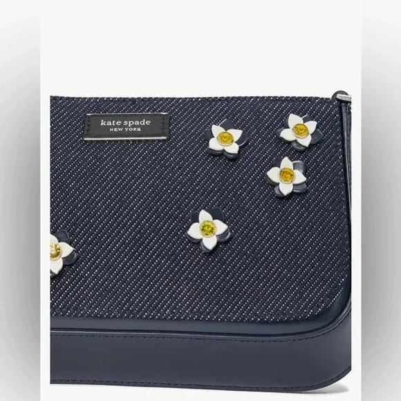 Sam Icon Floral Embellished Denim Mini Pochette